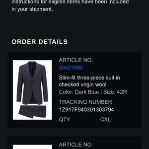 Hugo Boss Men’s 3 piece Suit Navy Blue